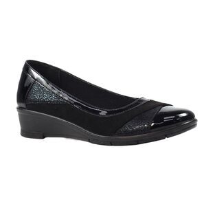 Lunar Womens/Ladies Faux Leather Wedge Shoes / Black